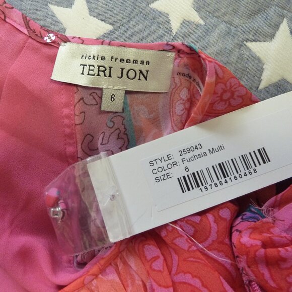 Teri Jon By Rickie Freeman Chiffon Floral Pleated Maxi Gown - Picture 14 of 14